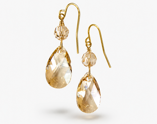 Pendientes colgantes de cristal dorado