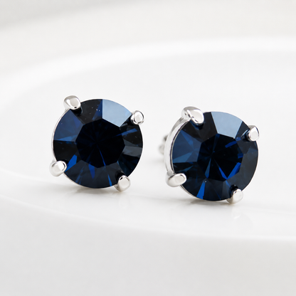 Boucles d'oreilles tiges rondes bleu marine