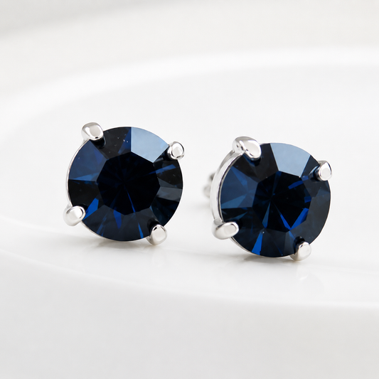 Navy blue round post earrings
