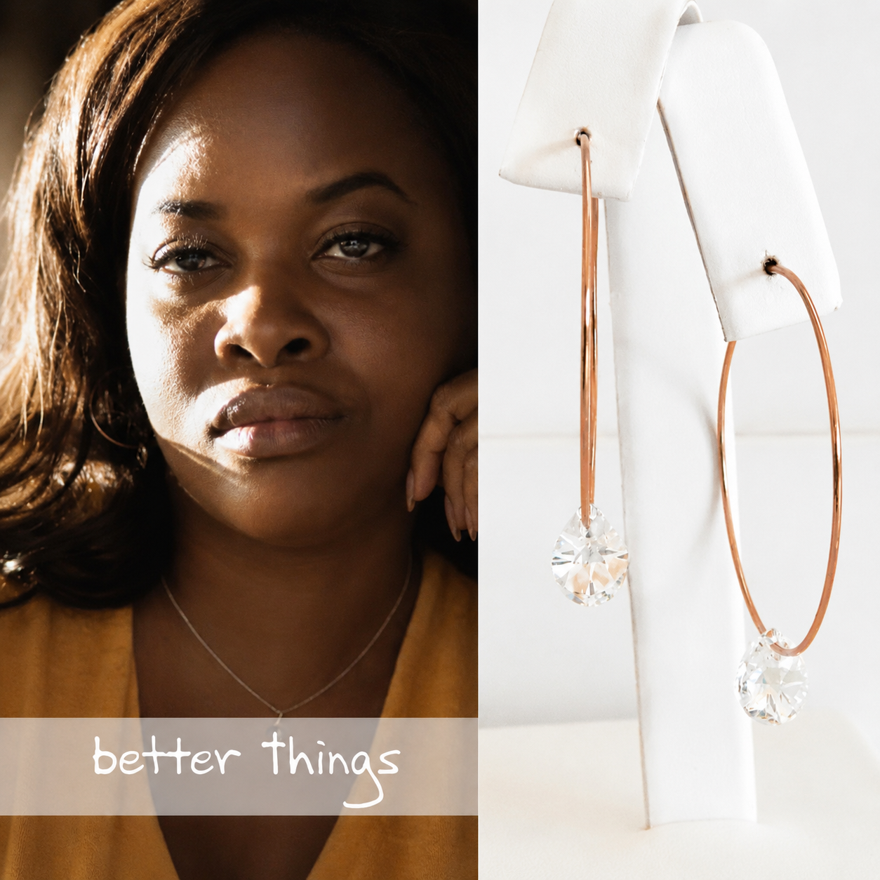Rose gold crystal hoop earrings