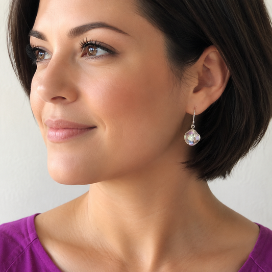 Moonlight Swarovski® Crystal Dangle Earrings – Silver Leverback Bridal Earrings