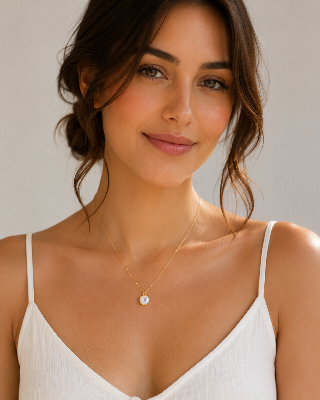 Collar de cristal cuadrado arcoíris