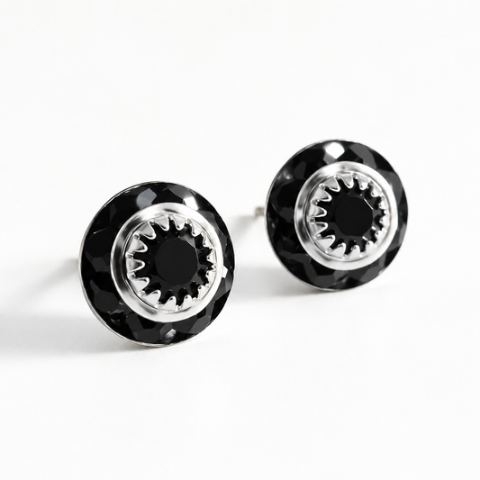 Black crystal stud earrings