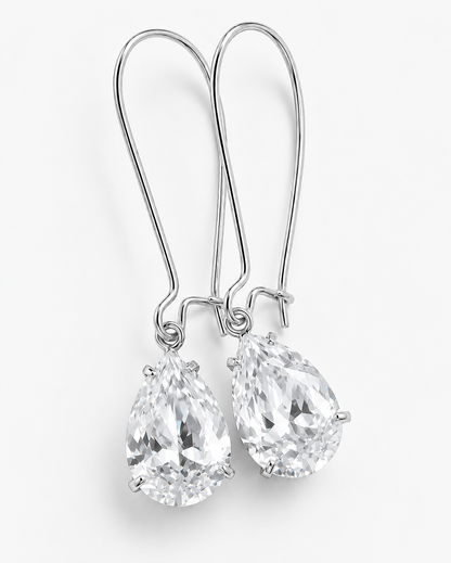 Pendientes de cristal transparente sobre oro rosa