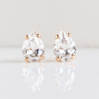 Boucles d'oreilles puces poire en or rose