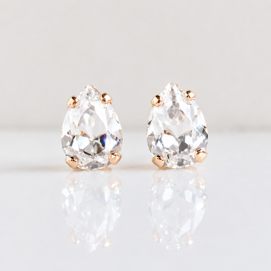 Rose gold pear stud earrings