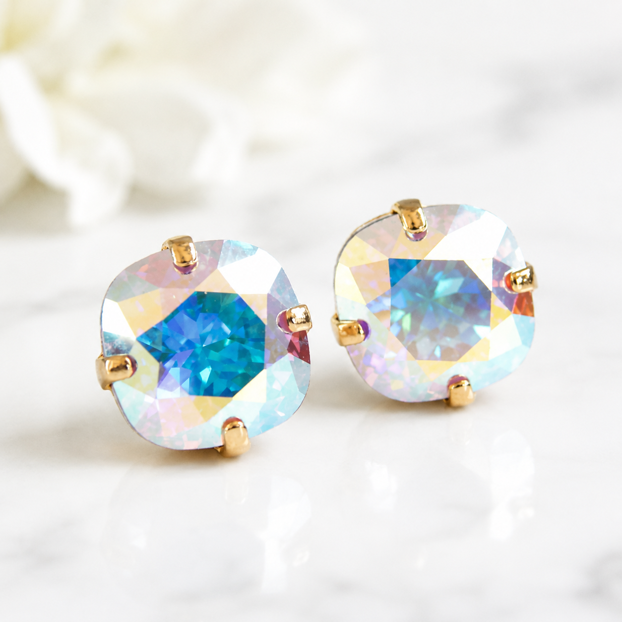Boucles d'oreilles clous cristal ab 10mm