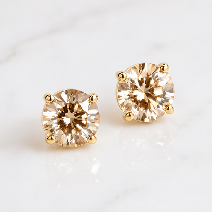 Round gold crystal stud earring