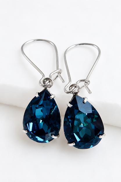 Boucles d'oreilles pendantes en cristal bleu marine