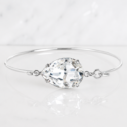 Pulsera tipo esclava con forma de lágrima de cristal transparente