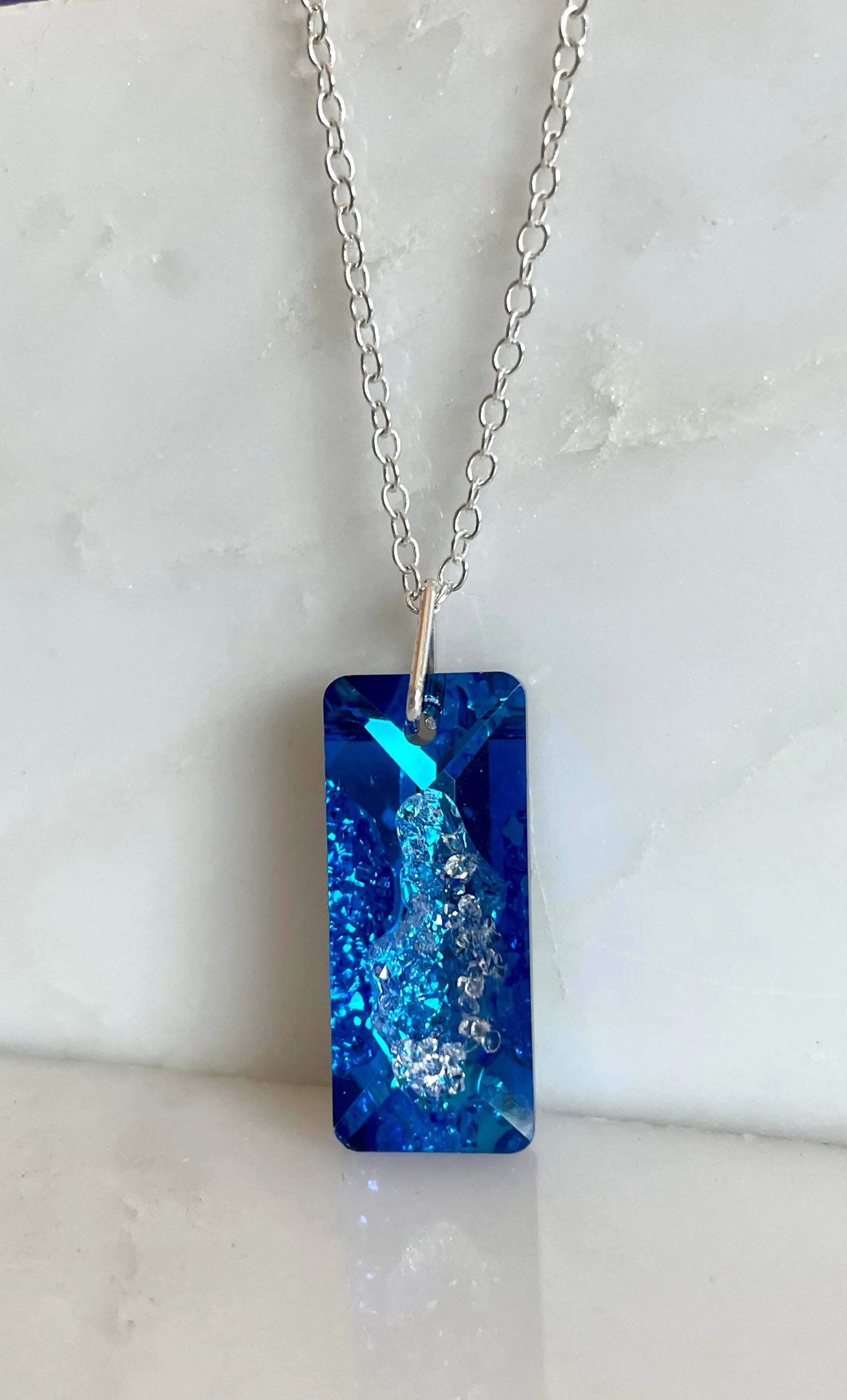 Geode-Style Swarovski Crystal Pendant in Bermuda Blue LoveYourBling