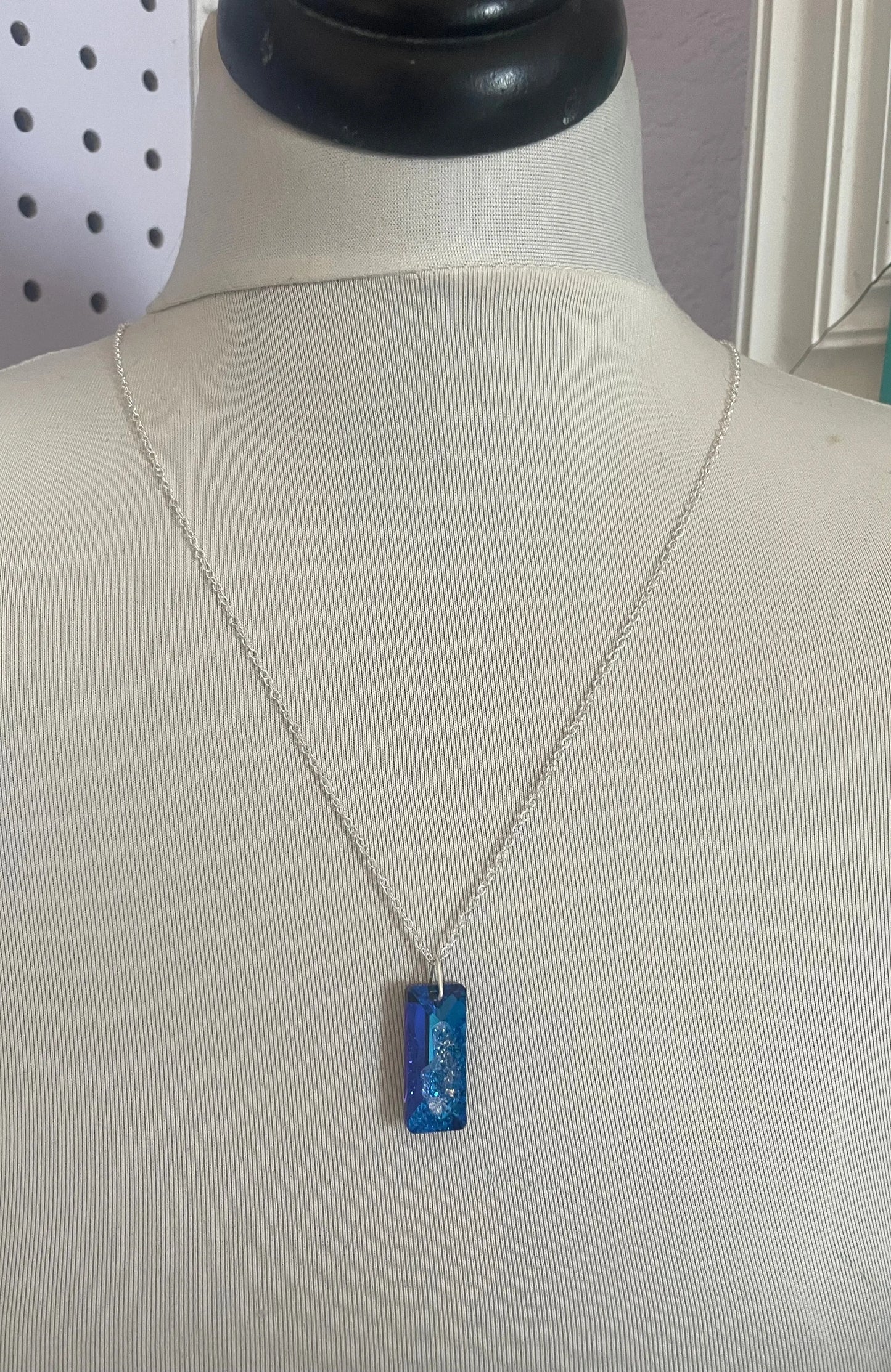 Geode-Style Swarovski Crystal Pendant in Bermuda Blue LoveYourBling