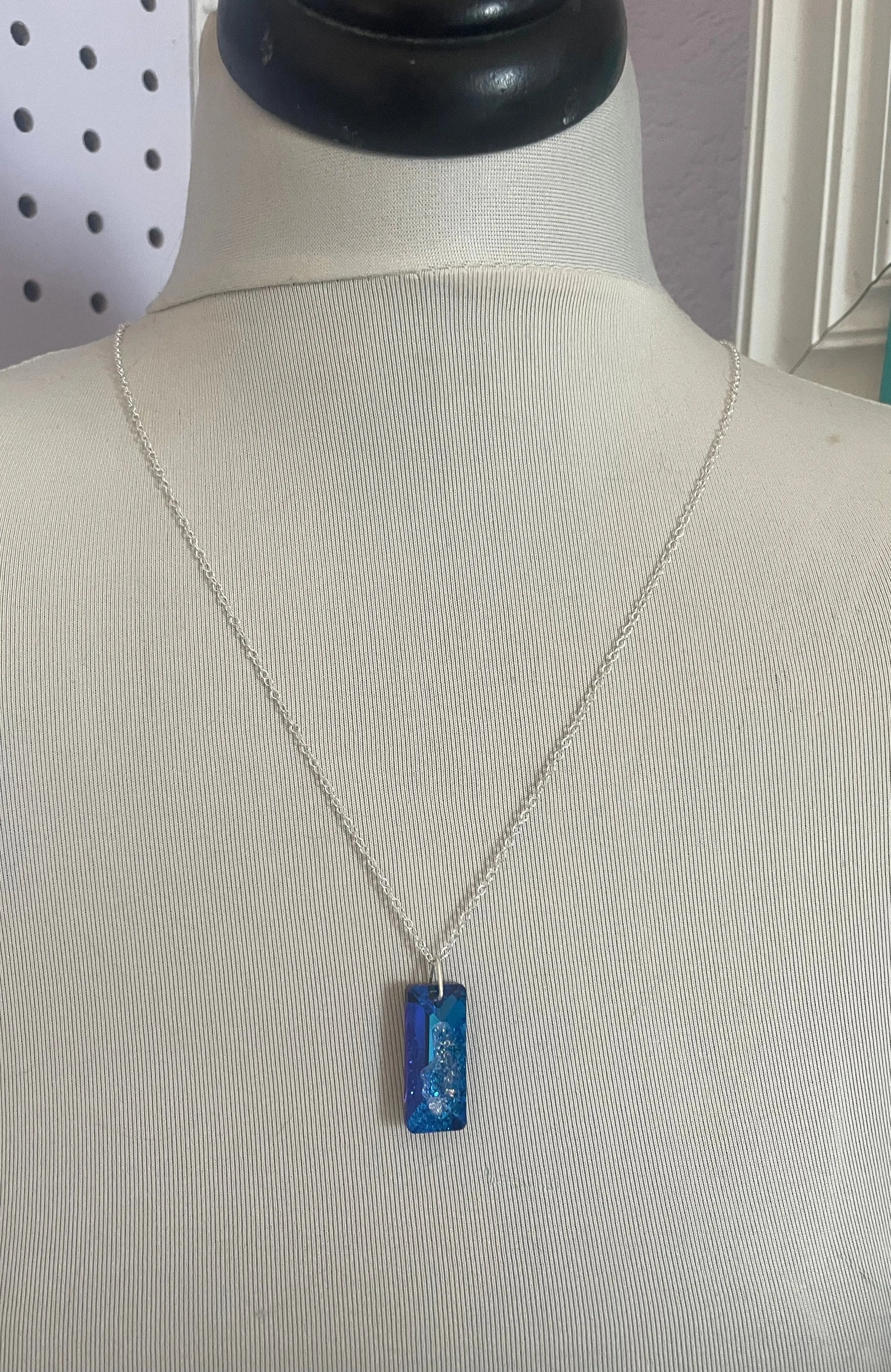 Geode-Style Swarovski Crystal Pendant in Bermuda Blue LoveYourBling