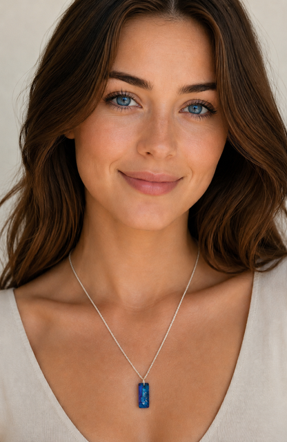 Geode-Style Swarovski Crystal Pendant in Bermuda Blue