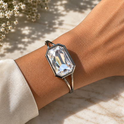 Gunmetal large crystal cuff bracelet