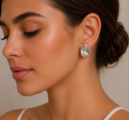 Oval cut crystal earrings