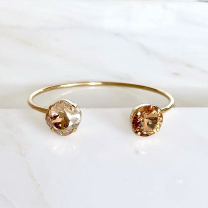 Gold open cuff bracelet in gold crystal