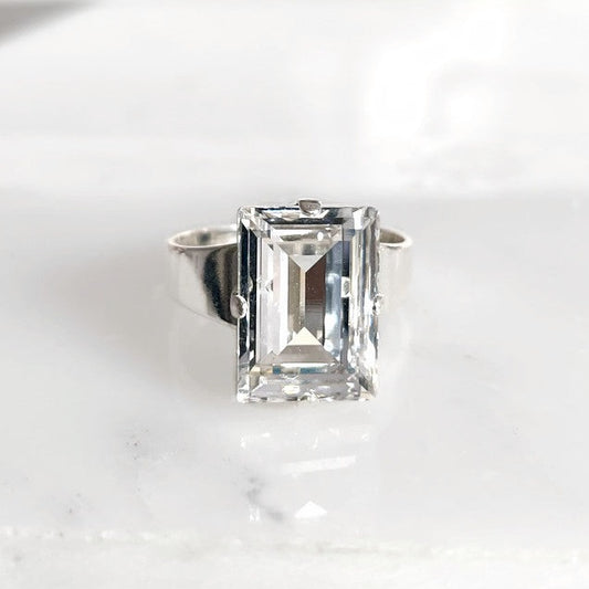 Clear crystal baguette style ring