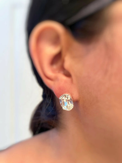 Pendientes de cristal de talla ovalada