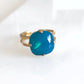 Blue opal square stone crystal ring