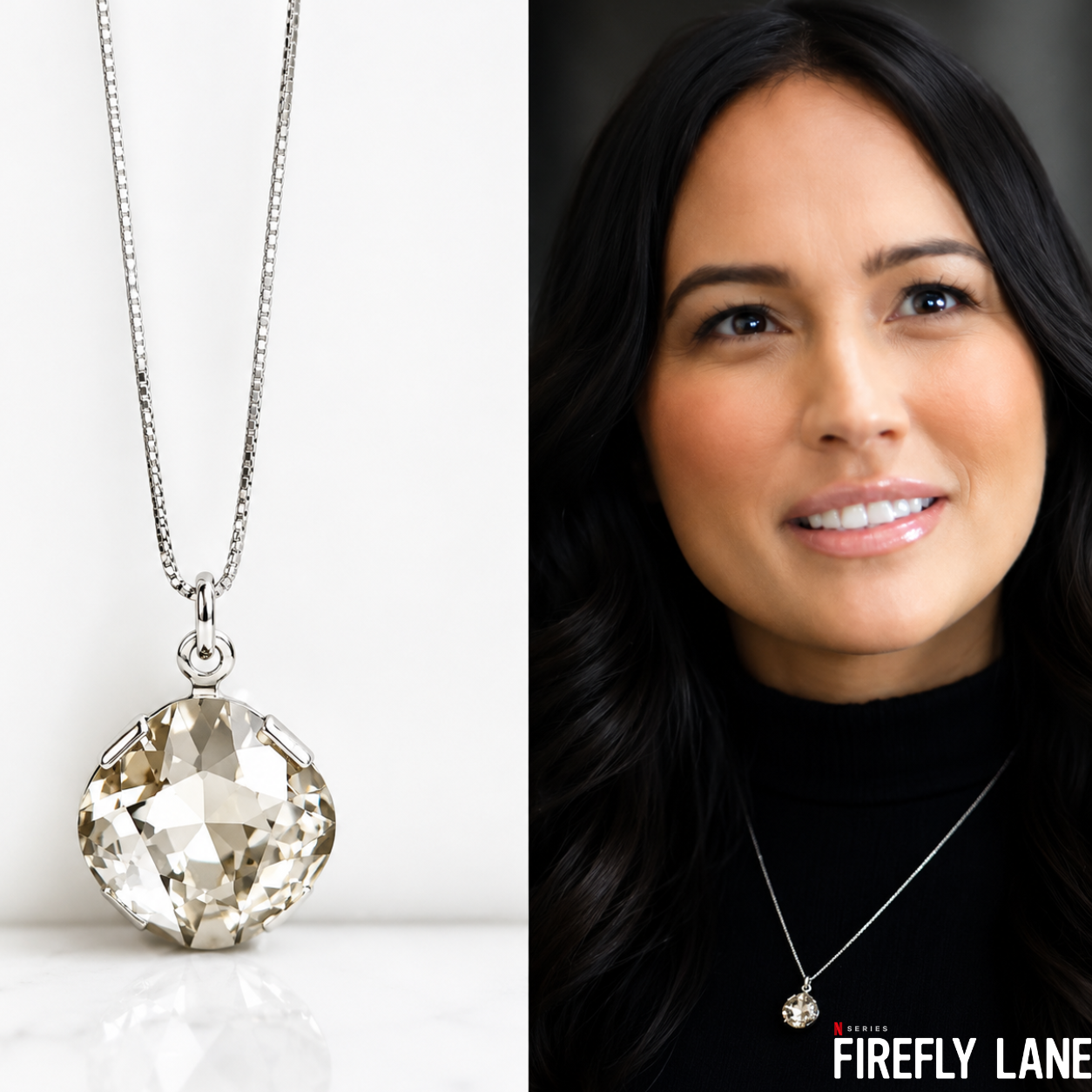 Silver Shade Square Crystal Necklace