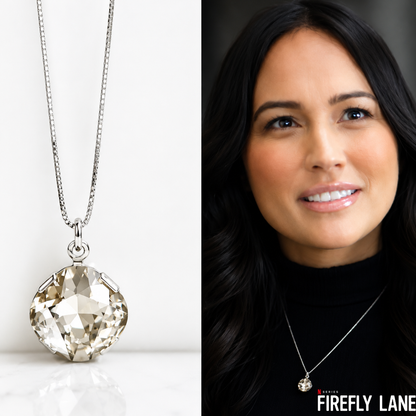 Silver Shade Square Crystal Necklace