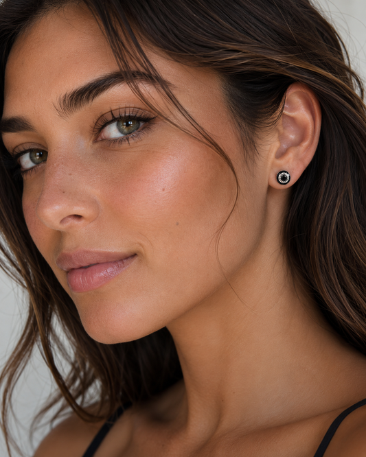 Black crystal stud earrings