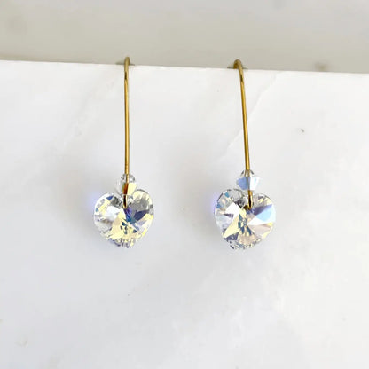 Clear ab crystal heart earrings