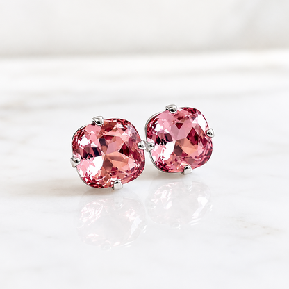 Boucles d'oreilles tiges en cristal rose