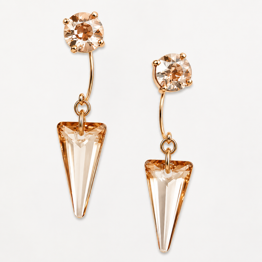 Pendientes tipo ear jacket con cristales dorados