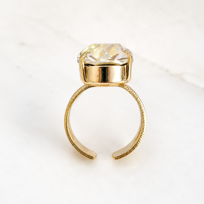 Iridescent crystal oval ring