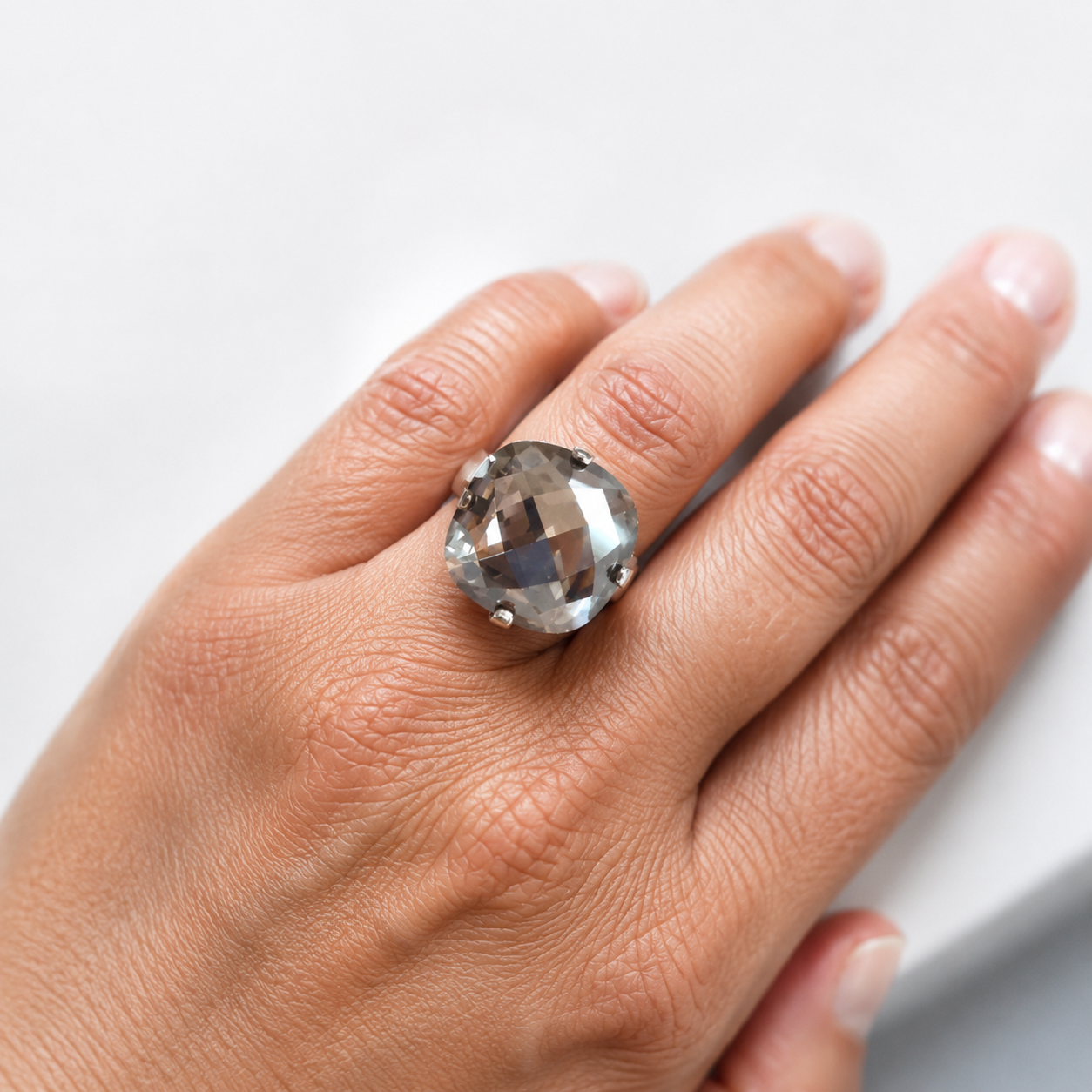 Large crystal cocktail ring
