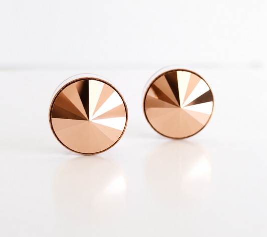 Rose gold pyramid stud earrings