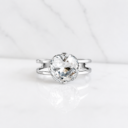 Clear Crystal Cushion Cut Ring - Square Swarovski Crystal Ring - Elegant Clear Ring