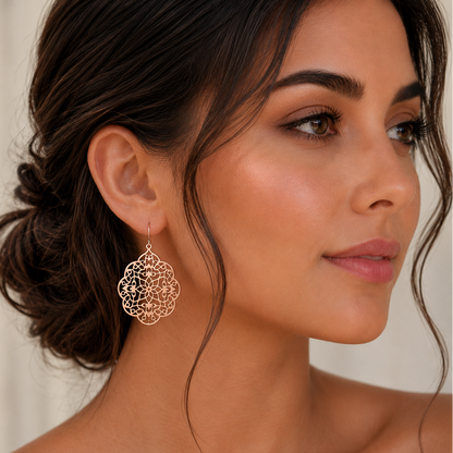 Rose gold filigree earrings