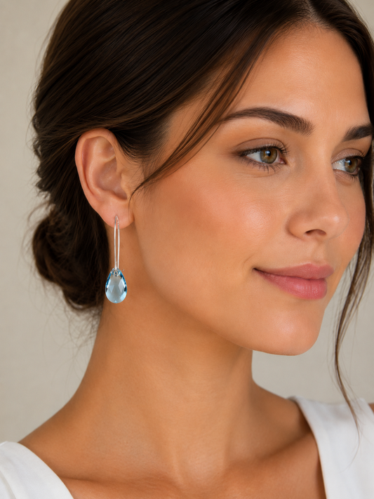 Pendientes largos cristal aguamarina