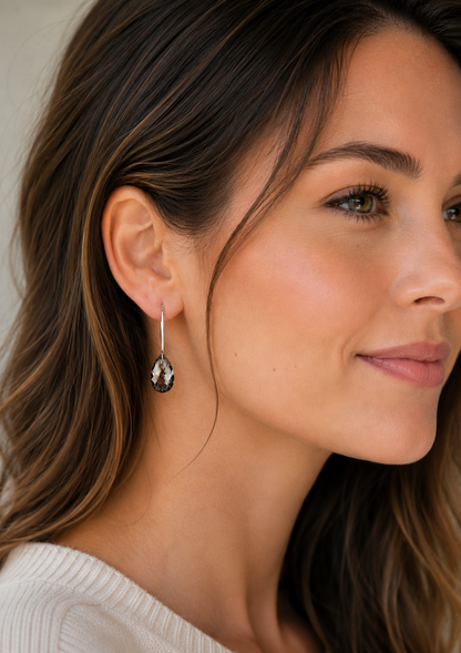 Elegant Black Teardrop Swarovski Crystal Earrings – Black Diamond Statement Jewelry