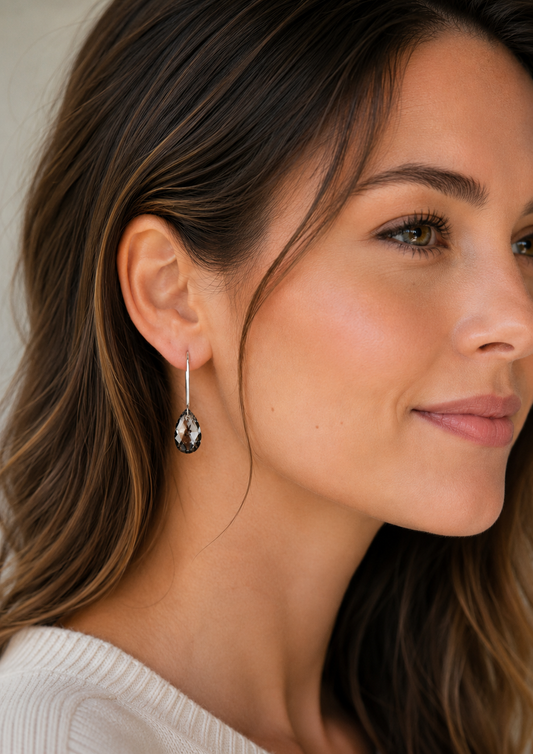 Elegant Black Teardrop Swarovski Crystal Earrings – Black Diamond Statement Jewelry