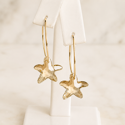 Pendientes aros estrella de mar dorados