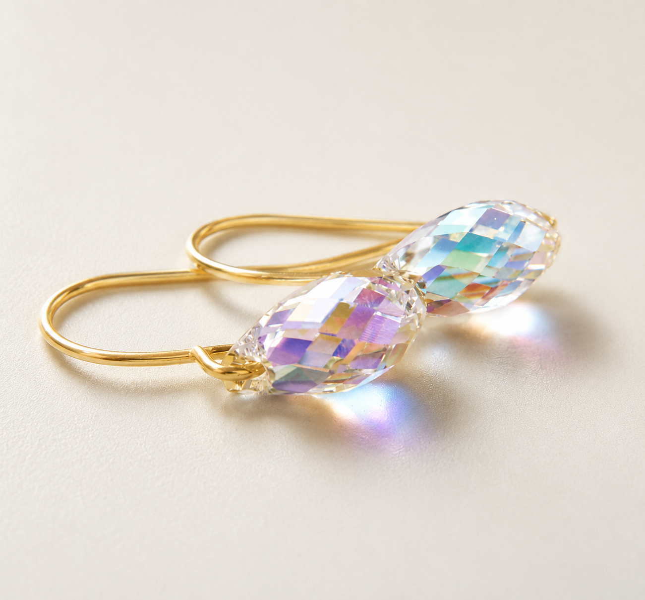 Clear AB Crystal Teardrop Earrings