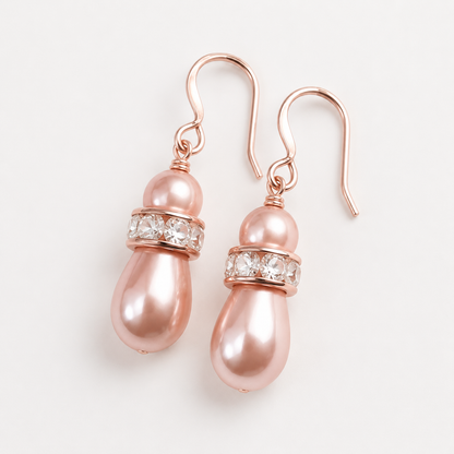 Boucles d'oreilles blush perle or rose