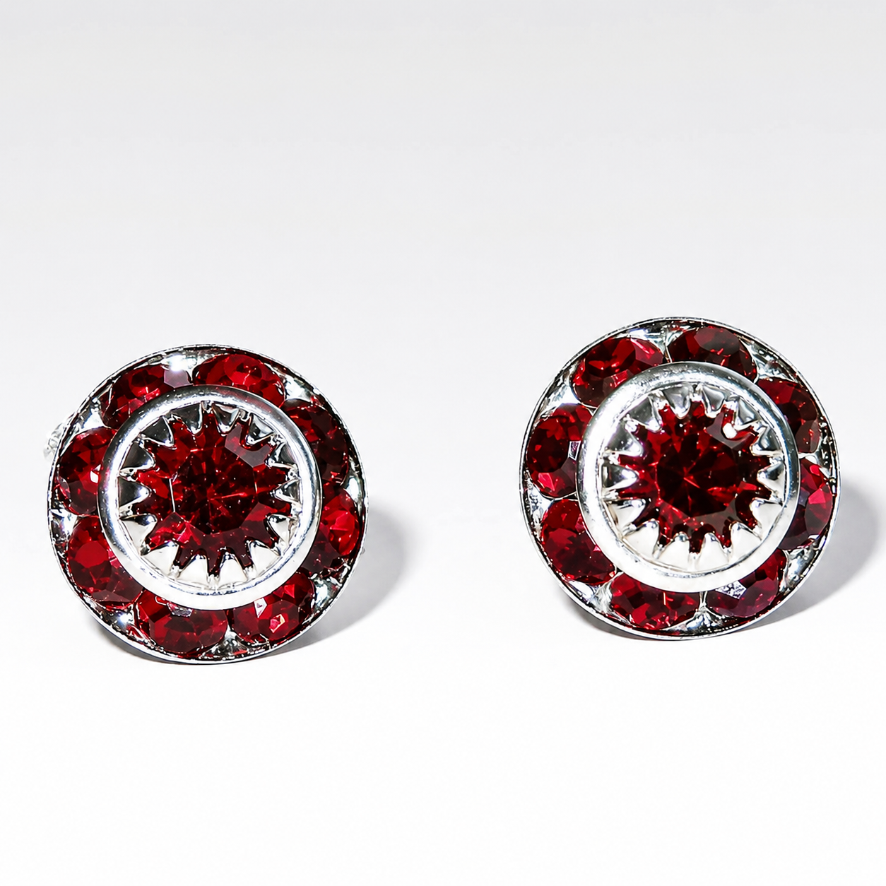 Vintage Red Swarovski® Crystal Stud Earrings – Siam Red Halo Earrings
