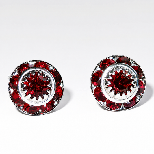 Vintage Red Swarovski® Crystal Stud Earrings – Siam Red Halo Earrings