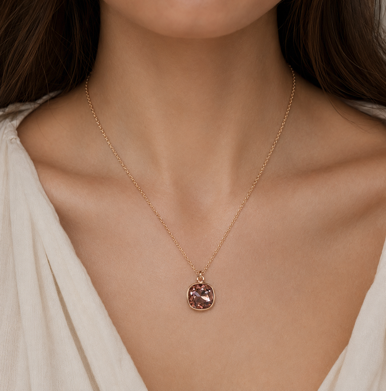 Blush crystal and rose gold necklace
