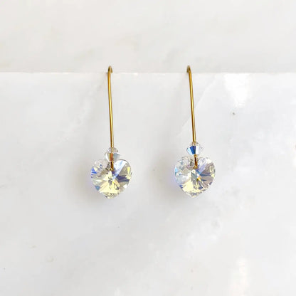 Clear ab crystal heart earrings