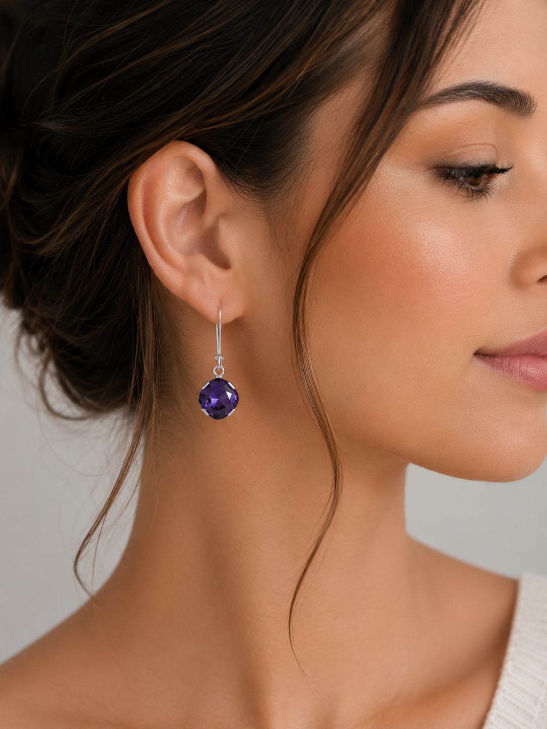 Royal Purple Crystal Dangle Earrings