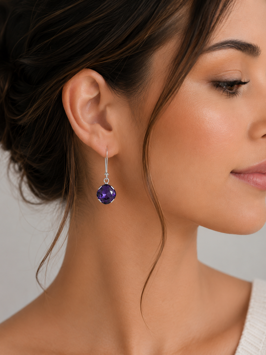 Royal Purple Crystal Dangle Earrings