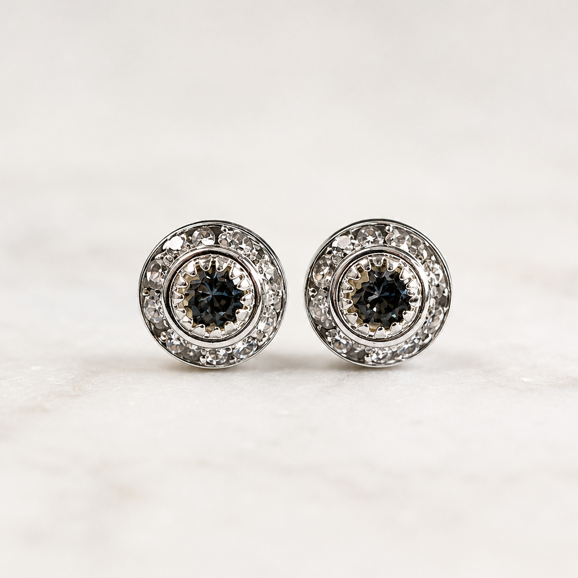 Black diamond post earrings