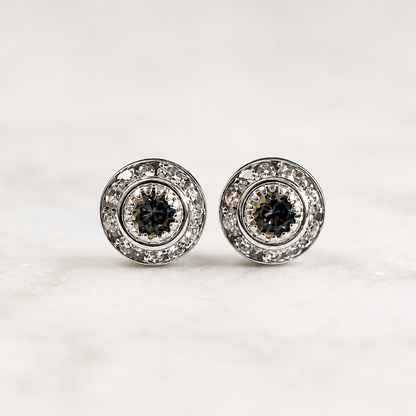 Black diamond post earrings