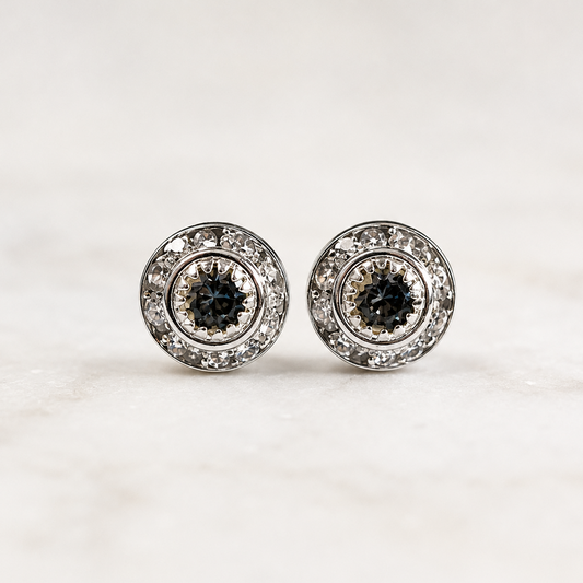 Black diamond post earrings